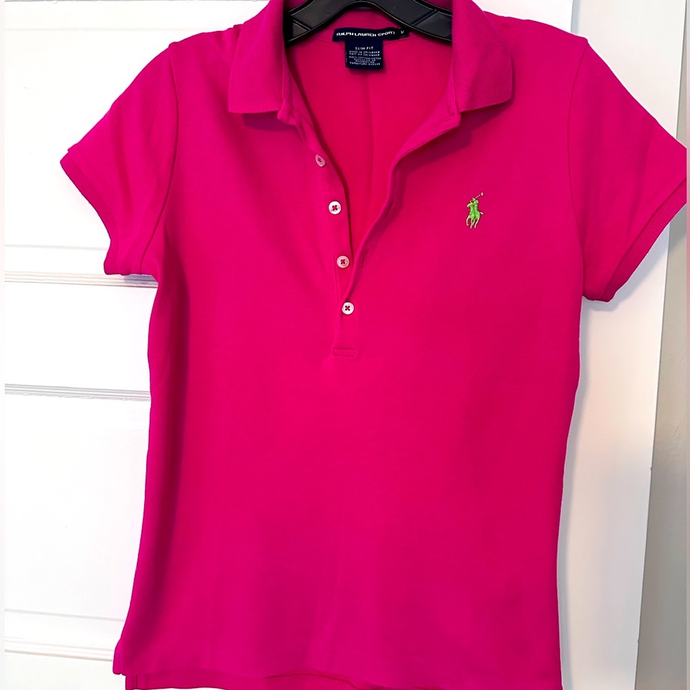 Ralph Lauren Slim Fit Stretch Polo in Hot Pink Women’s Medium